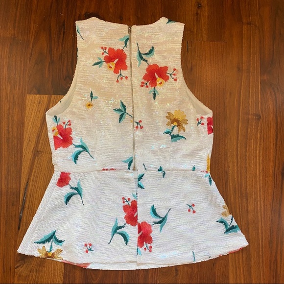 Endless Rose Sequin Floral Peplum Too Size Small - Picture 5 of 7